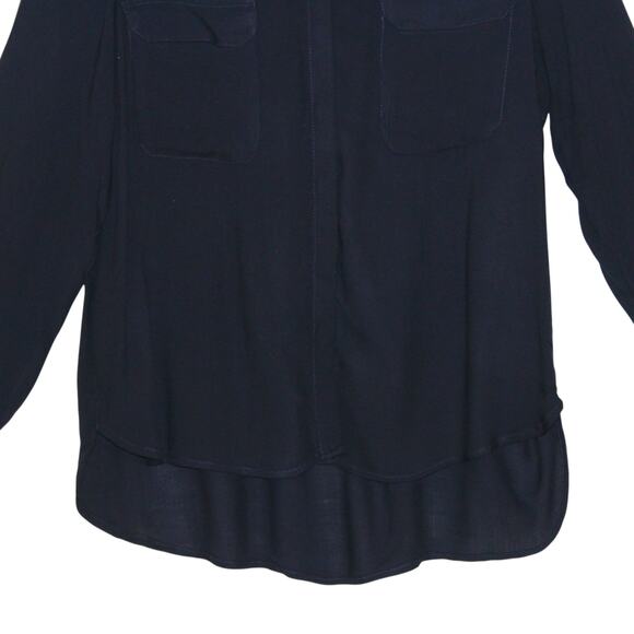 MANGO Navy Button Down Blouse Medium - Picture 3 of 7